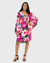 Load image into Gallery viewer, CERISE BRIGHT FLORAL SWIMWEAR COVER UP
