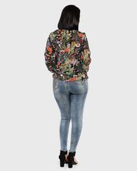 Load image into Gallery viewer, BLACK FLORAL LONG SLEEVE TOP
