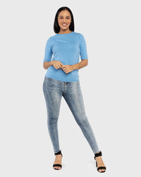 Load image into Gallery viewer, BLUE 3/4 SLEEVE TOP
