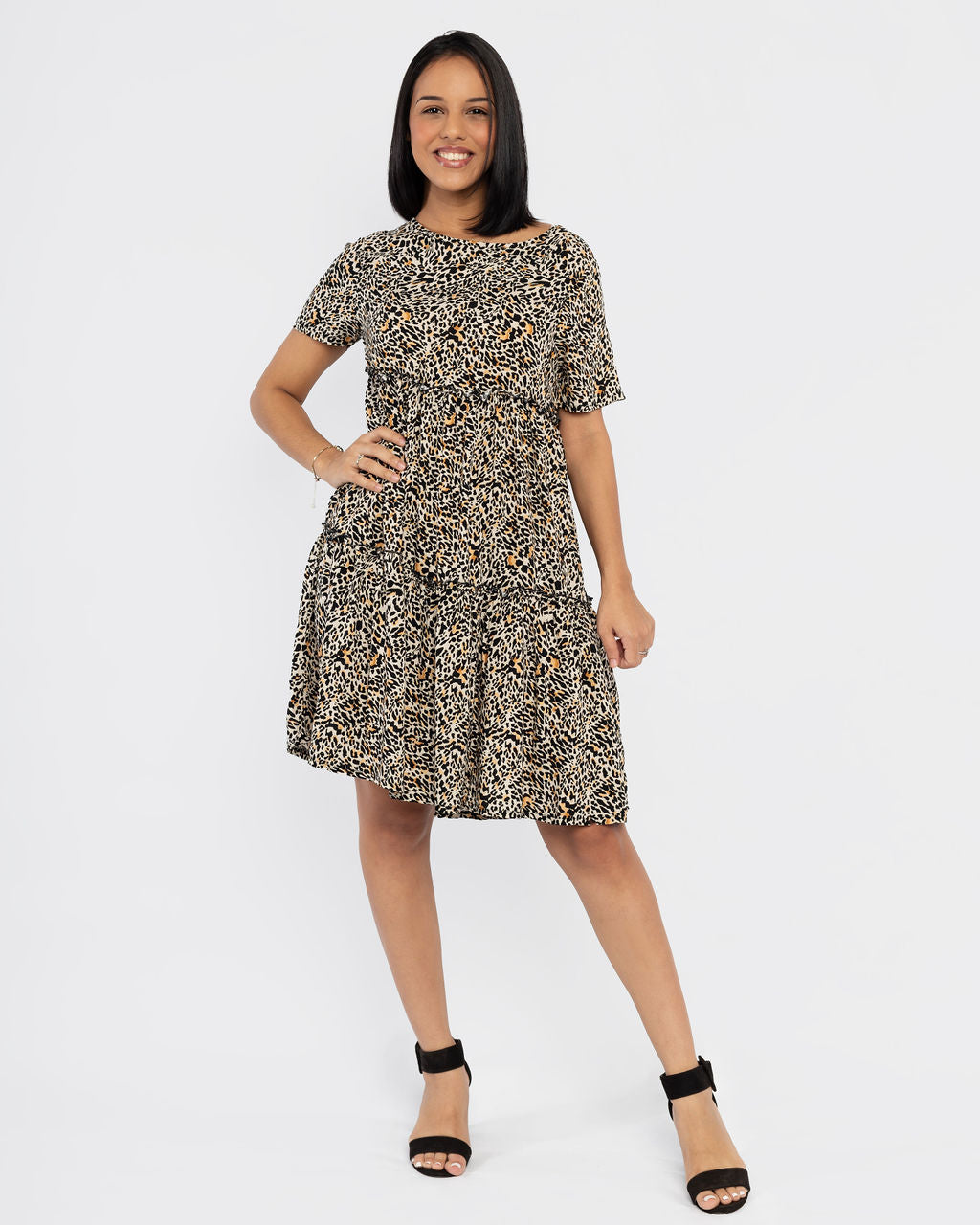 LEOPARD PRINT BABYDOLL DRESS