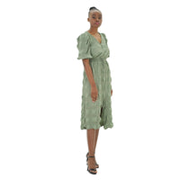 Load image into Gallery viewer, OLIVE 3/4 PUFF SLEEVE MIDI DRESS
