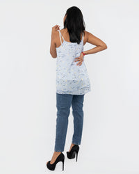 Load image into Gallery viewer, PALE BLUE FLORAL STRAPPY TOP

