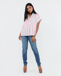 Load image into Gallery viewer, MULTI STRIPE SHORT SLEEVE TOP

