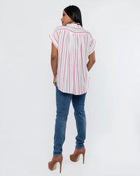 Load image into Gallery viewer, MULTI STRIPE SHORT SLEEVE TOP

