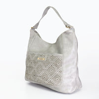 Load image into Gallery viewer, GREY MELANGE LASER CUT BAG
