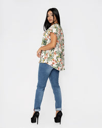 Load image into Gallery viewer, PEACH,GREEN &amp; NUDE FLORAL BLOUSE
