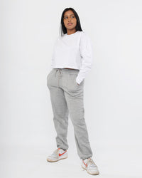 Load image into Gallery viewer, WHITE LONG SLEEVE BOXY CROP TOP
