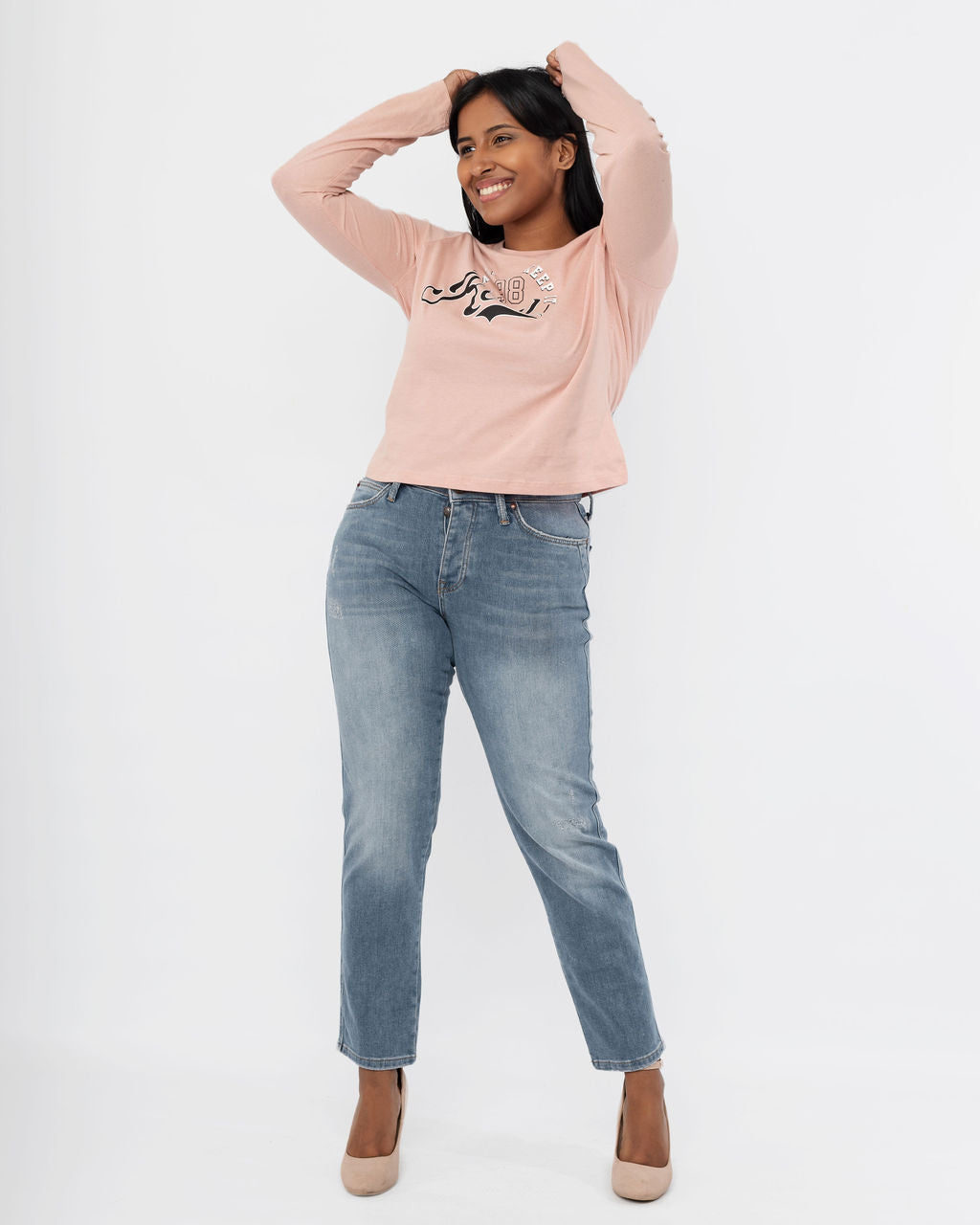 ALWAYS KEEP IT REAL PINK LONG SLEEVE PRINTED TOP