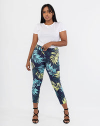 Load image into Gallery viewer, NAVY TROPICAL FLORAL PANTS
