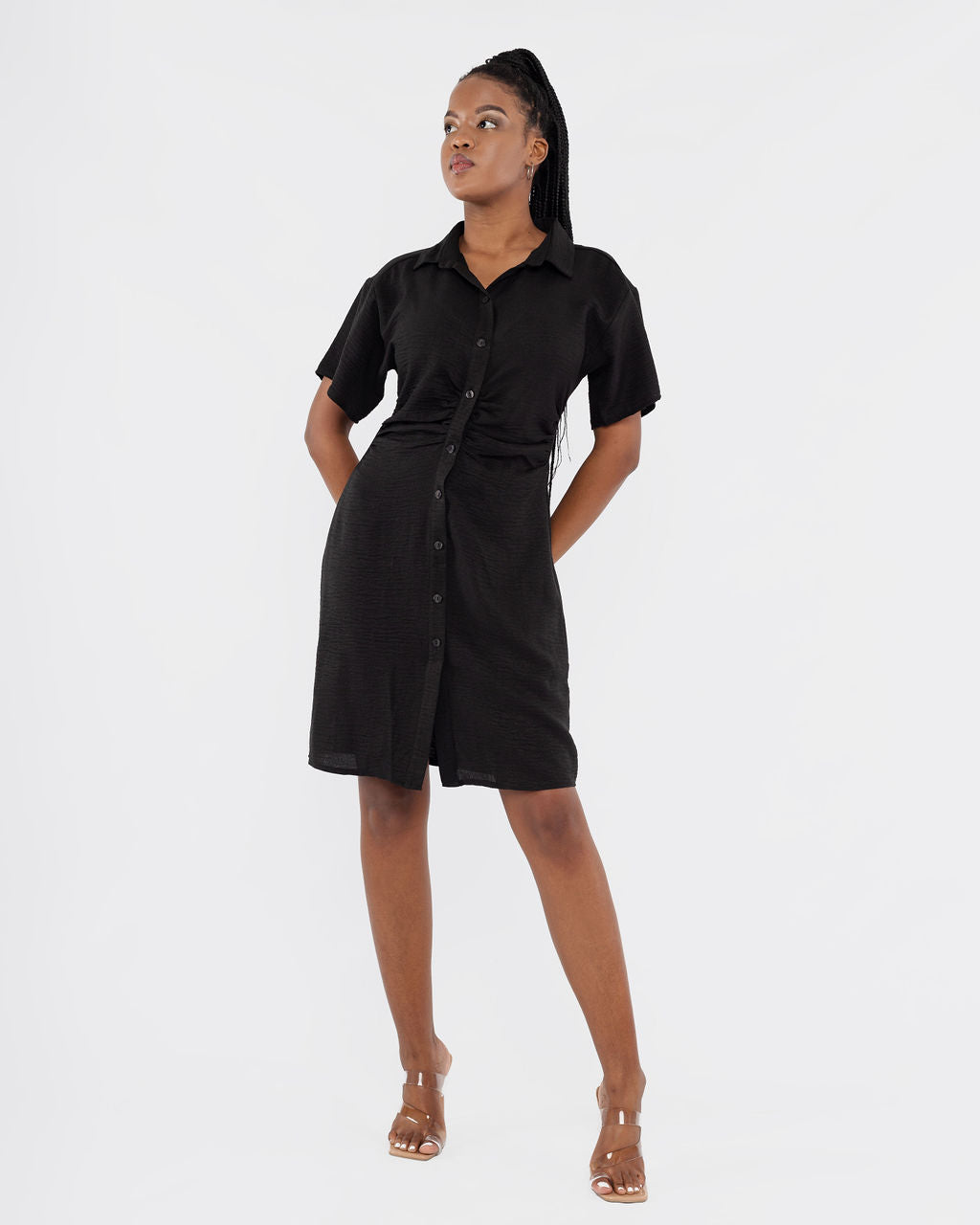 BLACK BUTTON UP DRESS