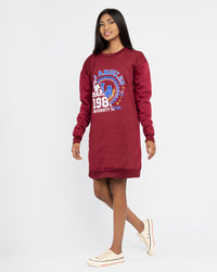 Load image into Gallery viewer, BURGUNDY PRINTED SWEATER DRESS
