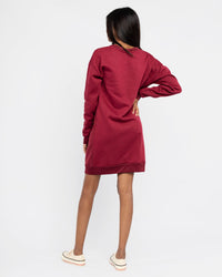 Load image into Gallery viewer, BURGUNDY PRINTED SWEATER DRESS
