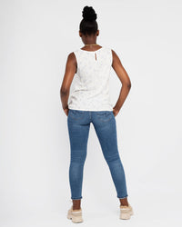Load image into Gallery viewer, CREAM &amp; BLUE FLORAL TANK TOP
