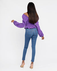 Load image into Gallery viewer, PURPLE LONG SLEEVE SMOCK TOP
