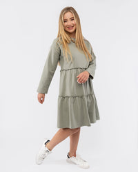 Load image into Gallery viewer, SEAGRASS LONG SLEEVE TIERED FLEECE DRESS
