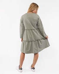Load image into Gallery viewer, SEAGRASS LONG SLEEVE TIERED FLEECE DRESS
