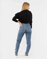 Load image into Gallery viewer, BLACK PRINTED LONG SLEEVE BOXY CROP TOP
