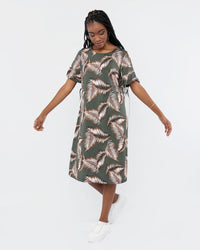 Load image into Gallery viewer, OLIVE TROPICAL SLINKY DRESS
