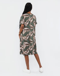 Load image into Gallery viewer, OLIVE TROPICAL SLINKY DRESS
