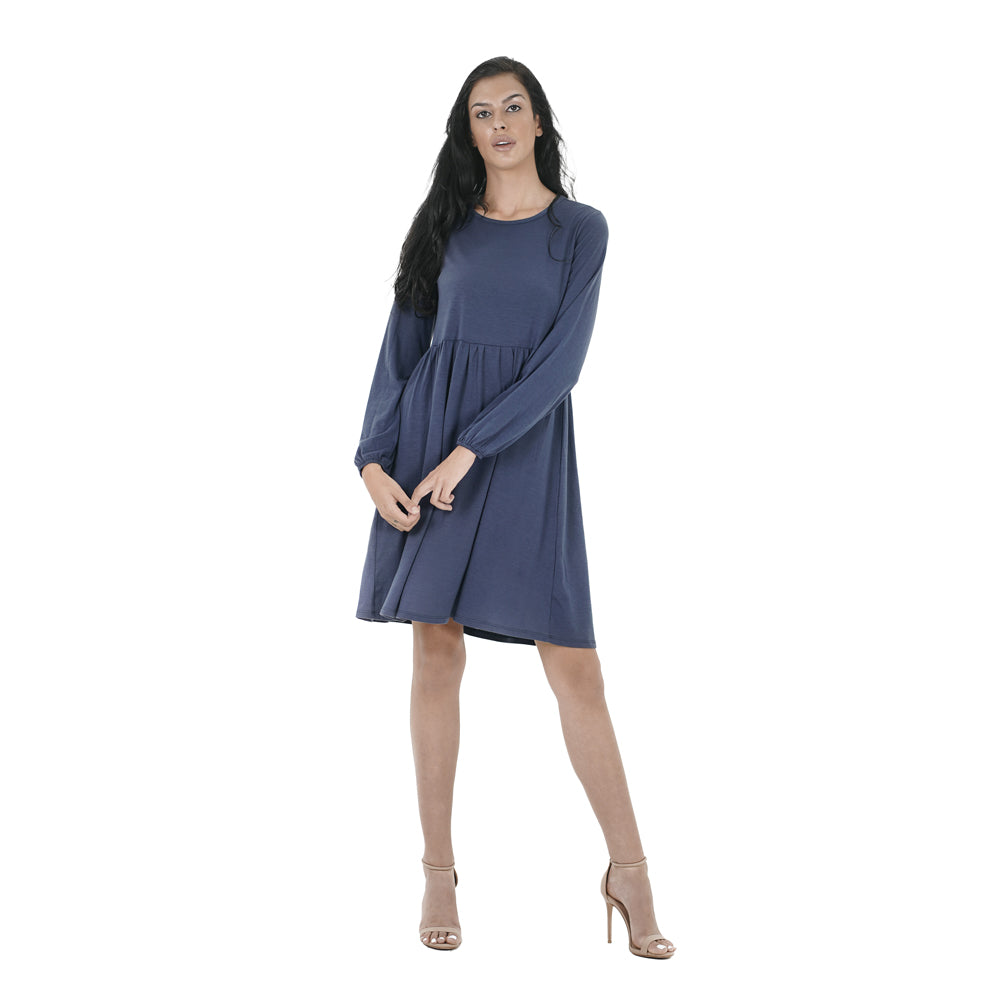 NAVY CUFF LONG SLEEVE DRESS