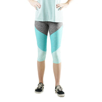 Load image into Gallery viewer, GREY &amp; AQUA 3/4 GYM TIGHTS
