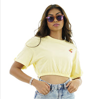 Load image into Gallery viewer, LIGHT YELLOW CROP TOP
