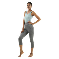 Load image into Gallery viewer, CHARCOAL MELANGE 3/4 GYM LEGGINGS
