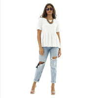 Load image into Gallery viewer, WHITE PEPLUM TOP

