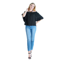 Load image into Gallery viewer, BLACK FLUTTER SLEEVE TOP

